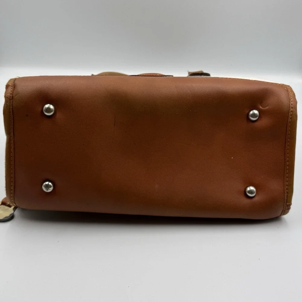 Vintage Dooney Bourke Bone Cream Brown Doctor Bag Satchel Leather 80s‎ 90s